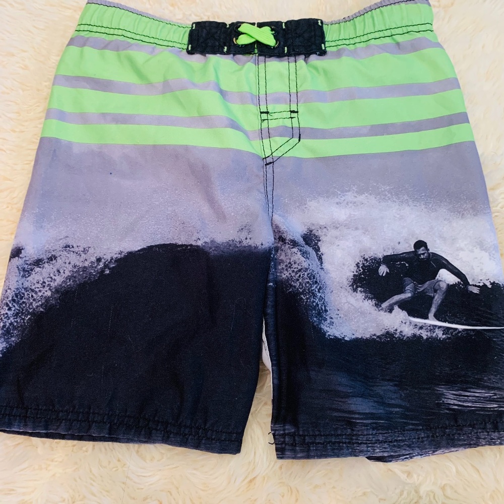 Cherokee Boys S Green and Gray Swim Trunks